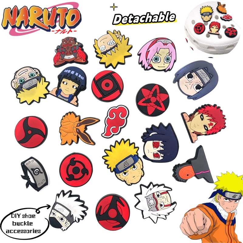 Anime Cosplay Naruto - ナルトうずまきナルトうちはサスケ我愛羅漫画取り外し可能な靴花クリエイティブ 2D アニメ周辺靴バックル装飾