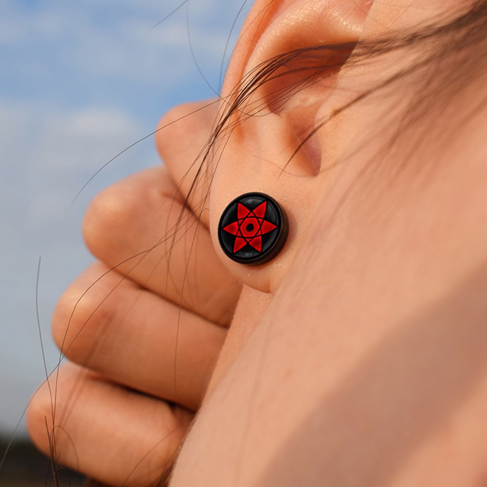 Anime Cosplay Naruto - アニメうずまきナルトイヤリングアクセサリーうちはイタチ万華鏡コスプレパーティースタッドピアスのおもちゃ女性男性ガールギフト