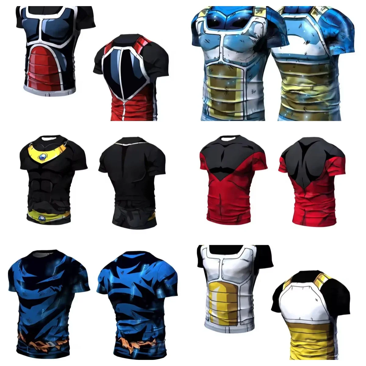 Dragon Ball Saiyan Armor - 2026年夏、ドラゴンボール、ベジータ、サイヤ人アーマー、3Dプリント、オーバーサイズ、クルーネックTシャツ、高品質、アニメ、ストリートウェア、Y2K、カジュアルトップス。