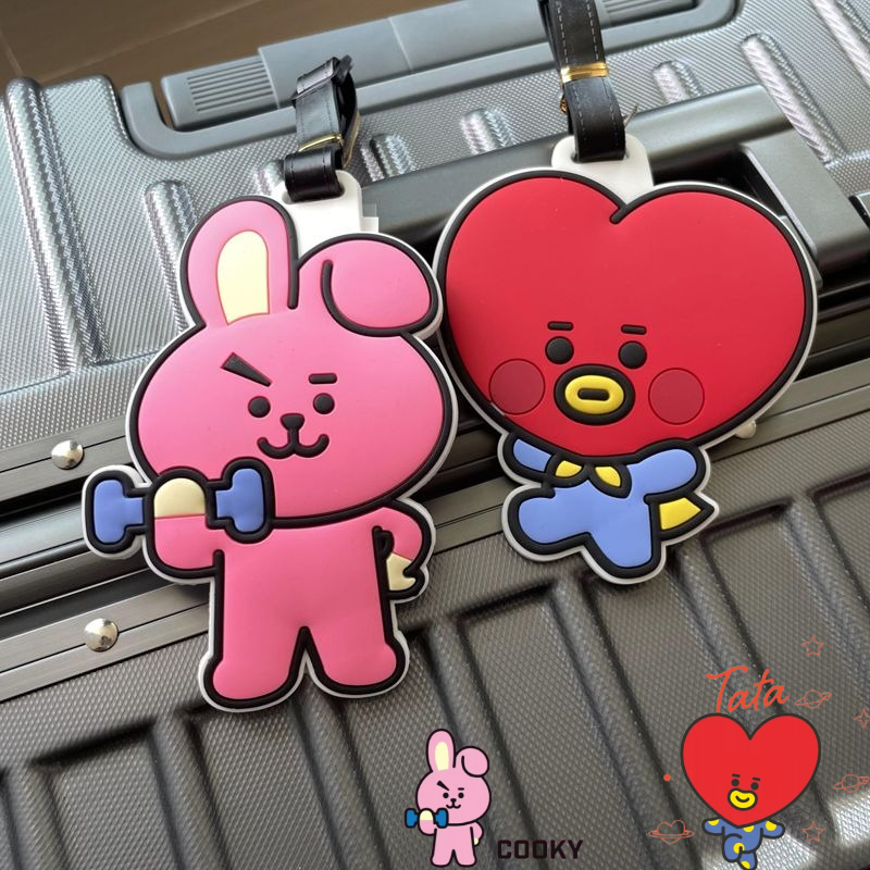 Cosplay Anime Online - BT21のかわいいキャラクターキーホルダー、カワイイユニセックス荷物タグ、機内持ち込みや預け入れ荷物用、紛失防止ギフト、アニメグッズ