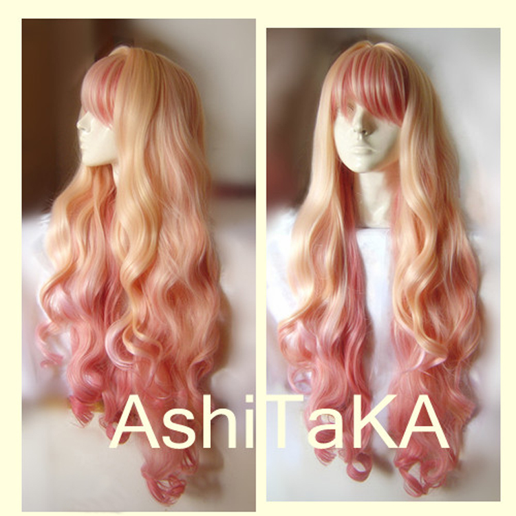 Anime Cosplay Nome - マクロス F シェリル · ノームロング波状ライトブロンドピンク夢耐熱コスプレ衣装ウィッグ +