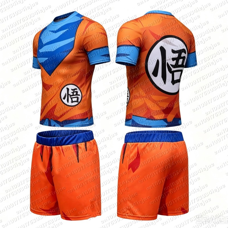 Dragon Ball Saiyan Armor - 2026年ドラゴンボールファン必見！悟空/ベジータのバトルスーツ3DプリントTシャツとショートパンツ、超サイヤ人に変身！
