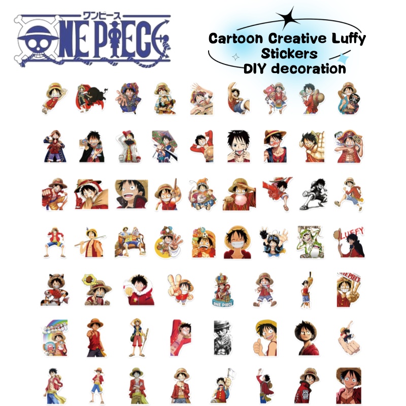 Anime Cosplay Luffy - ワンピースのアニメキャラクター、ルフィの漫画風落書きステッカー。水筒、スマホケース、荷物、DIYステッカー装飾に。