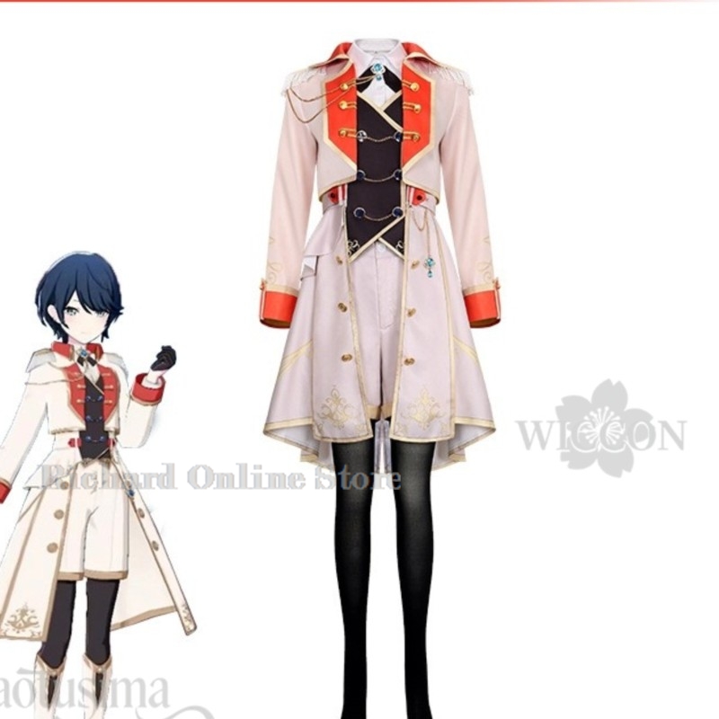 Cosplay Anime Online - リチャードオンラインストアアニメゲームプロジェクトセカイコスプレ星野一花騎士スタイル制服ハンサムロングコートショートパンツベスト