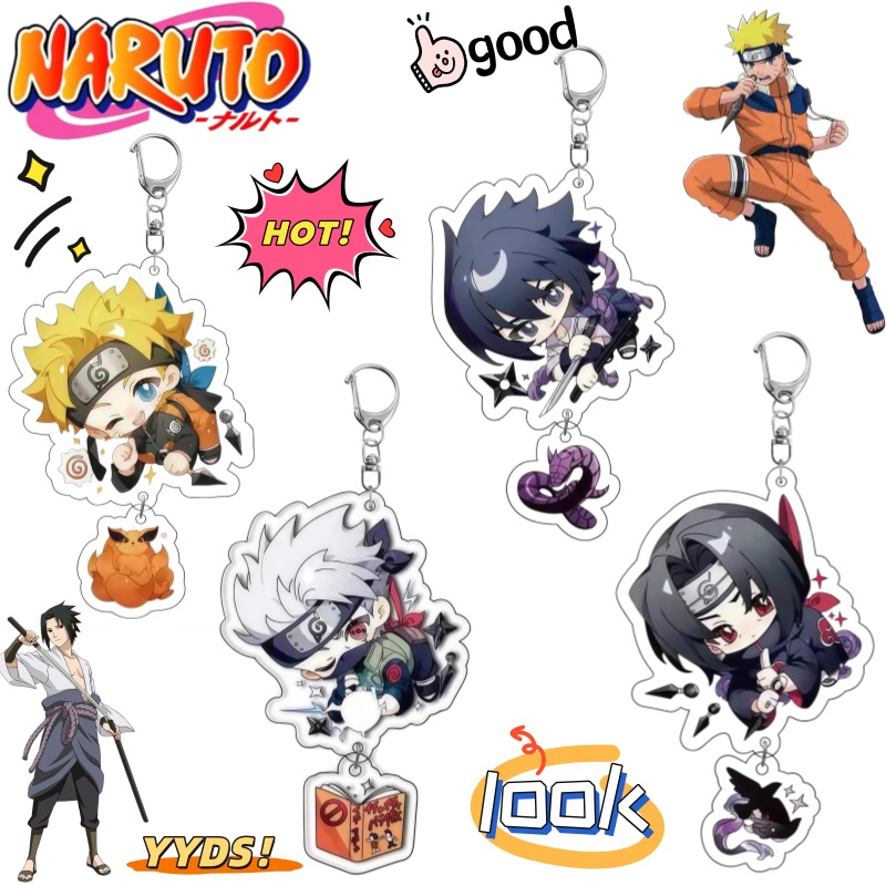 Anime Cosplay Naruto - ナルト うずまきナルト うちはサスケ はたけカカシ セカンダリーアニメーション周辺機器漫画キーホルダー クリエイティブスクールバッグペンダント