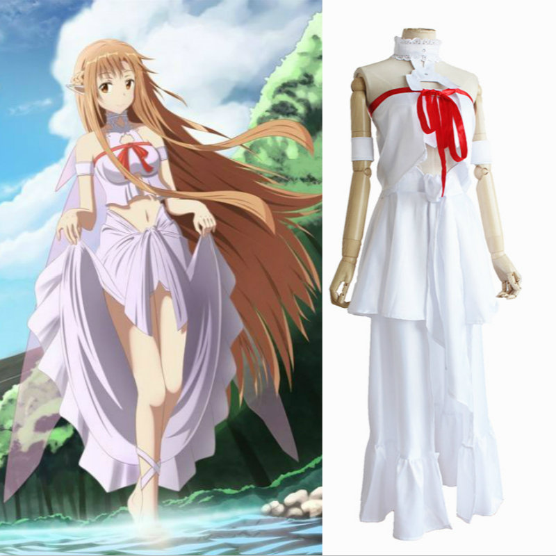 Cosplay Anime Online - 女性のためのハロウィーンの衣装,スカート,完全なセット,白いドレス,かつら付き,新しいコレクション