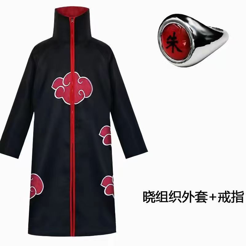 ナルト、暁のローブ、コスプレ衣装、黒と赤の雲模様のローブ、ヘ - Anime Cosplay Naruto のレビューと価格