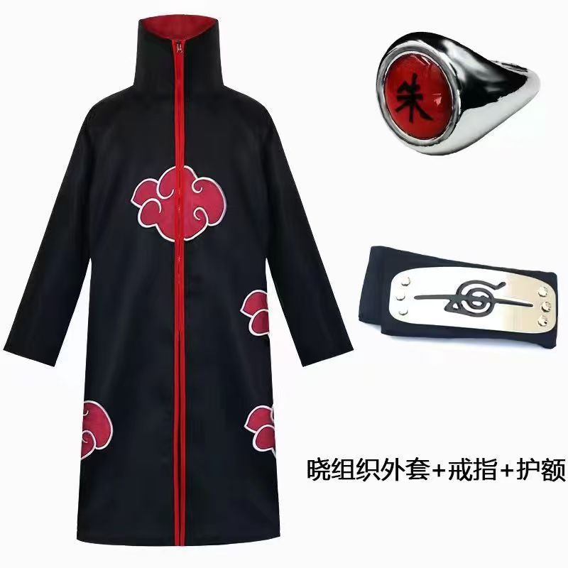 ナルト、暁のローブ、コスプレ衣装、黒と赤の雲模様のローブ、ヘ - Anime Cosplay Naruto のレビューと価格