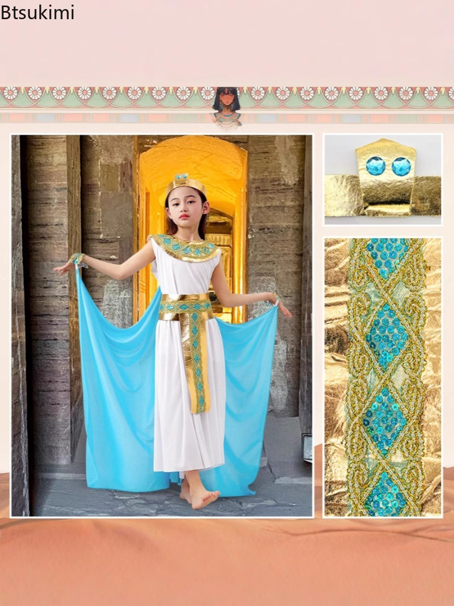 子供ハロウィンコスプレドレスクレオパトラコスプレ子供のための - Egypt Cosplay Anime のレビューと価格